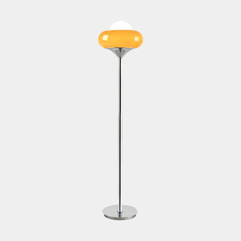 Table / Floor Lamp Decorative Chrome Orange Glass Round