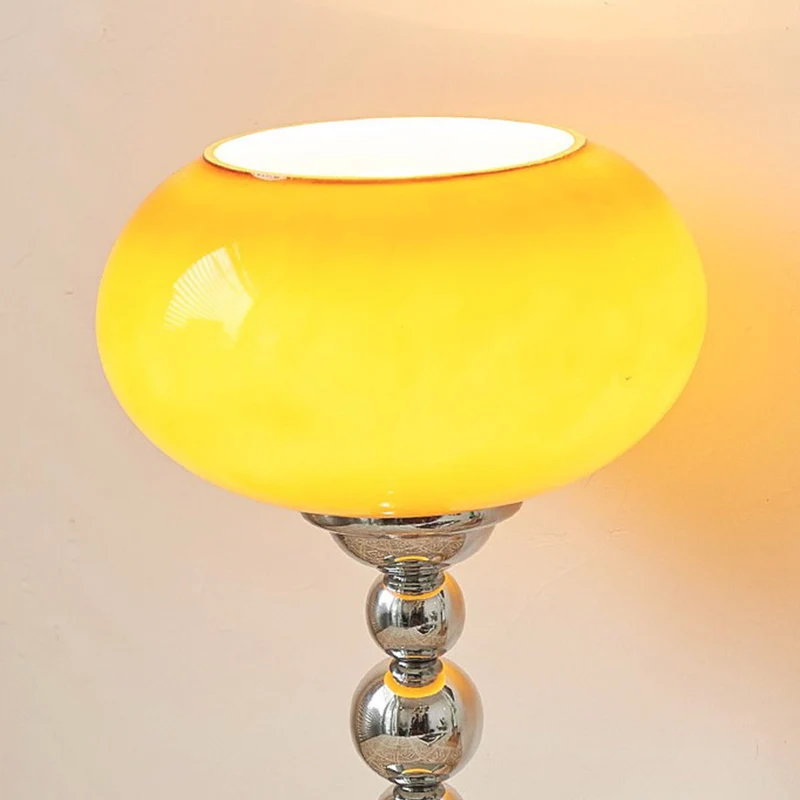 Table Lamp Unique Chrome Orange / White Glass Shade