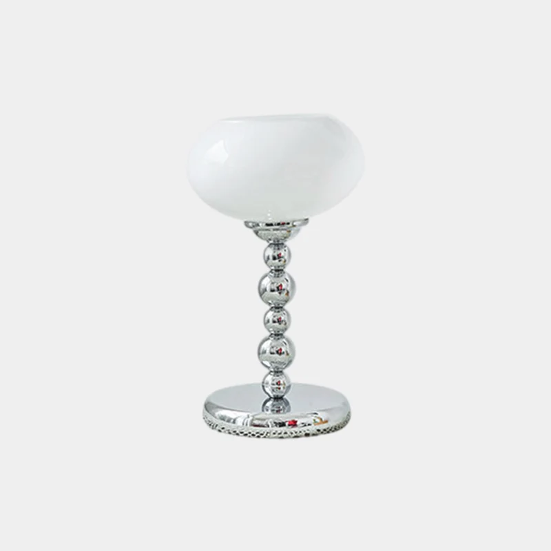 Table Lamp Unique Chrome Orange / White Glass Shade