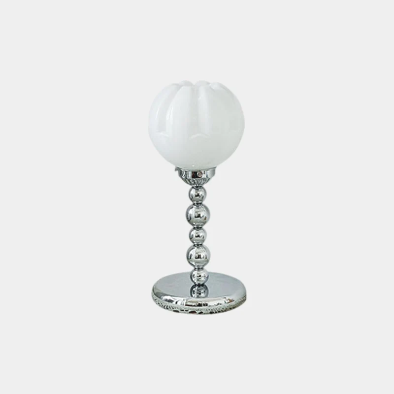 Table Lamp Unique Chrome Orange / White Glass Shade