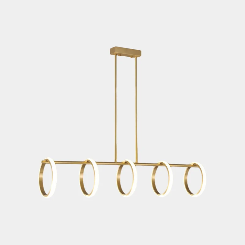 Chandelier Hanging Pendant Light Unique Elegant Brass, 5 Rings