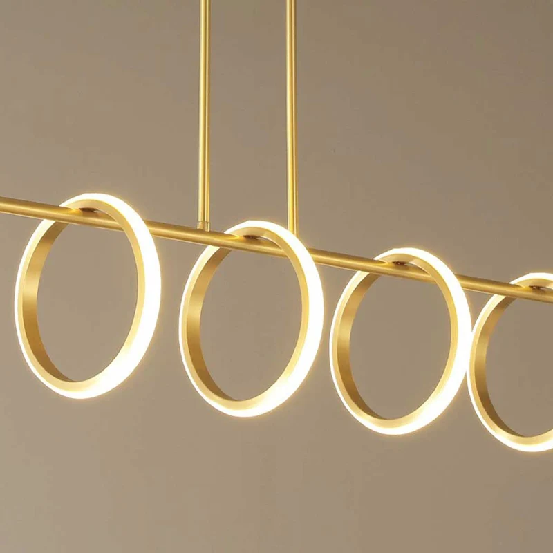 Chandelier Hanging Pendant Light Unique Elegant Brass, 5 Rings