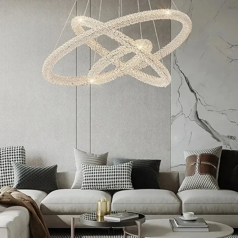 Moderne Kristall-Ring Pendelleuchte für das Wohnzimmer