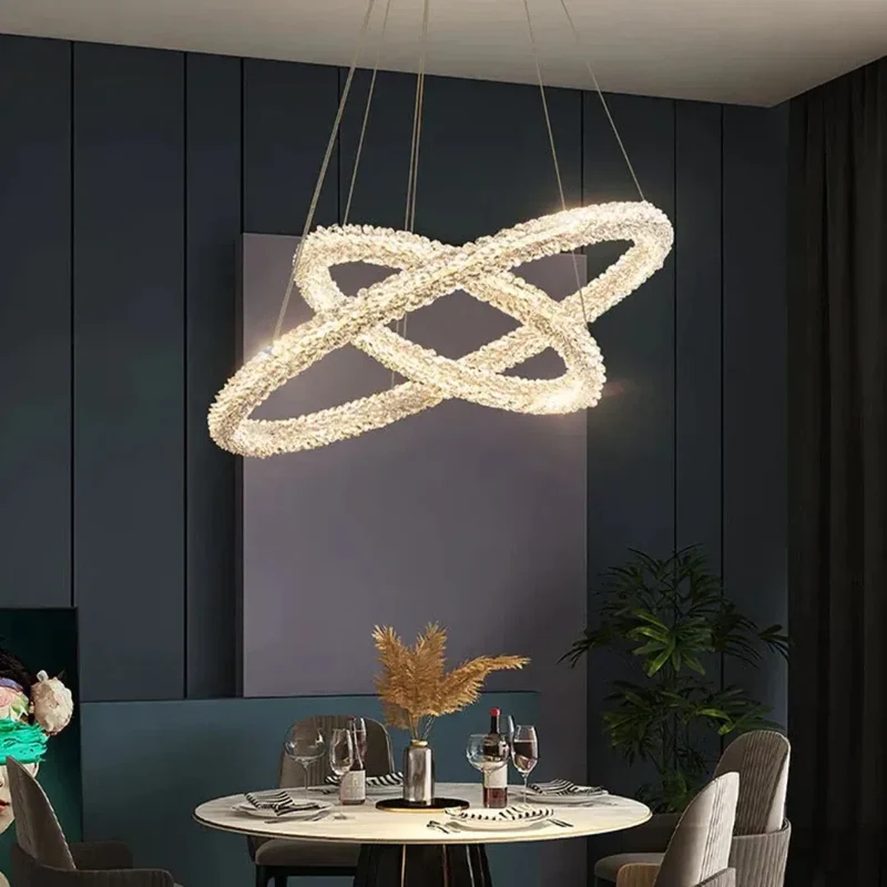 Moderne Kristall-Ring Pendelleuchte für das Wohnzimmer