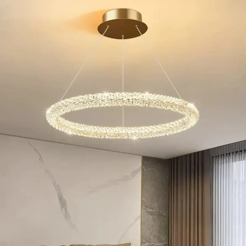 Moderne Kristall-Ring Pendelleuchte für das Wohnzimmer