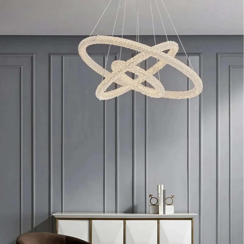 Moderne Kristall-Ring Pendelleuchte für das Wohnzimmer