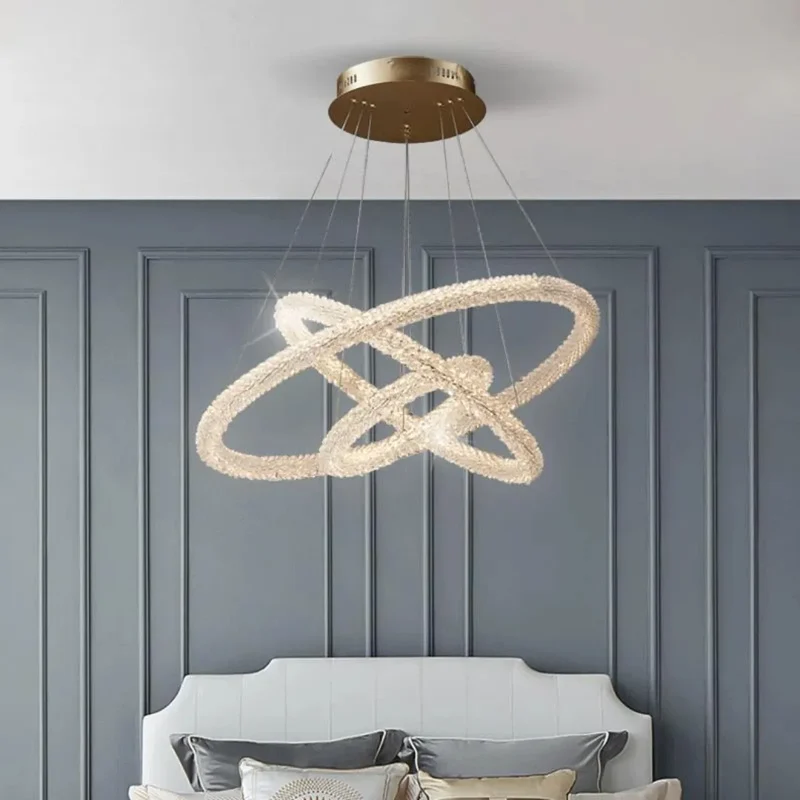 Moderne Kristall-Ring Pendelleuchte für das Wohnzimmer