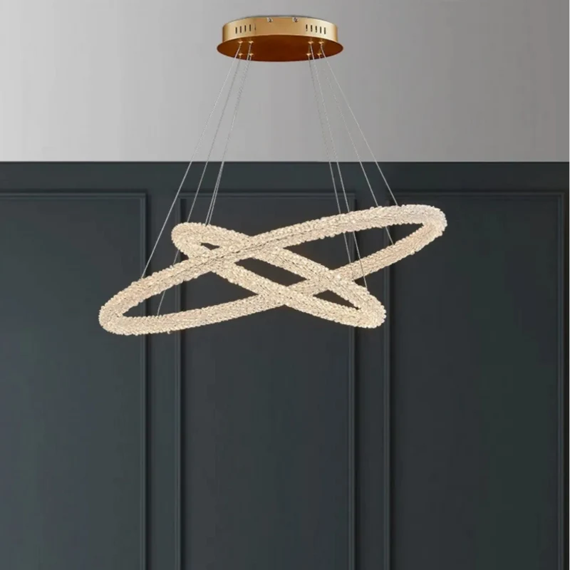 Moderne Kristall-Ring Pendelleuchte für das Wohnzimmer