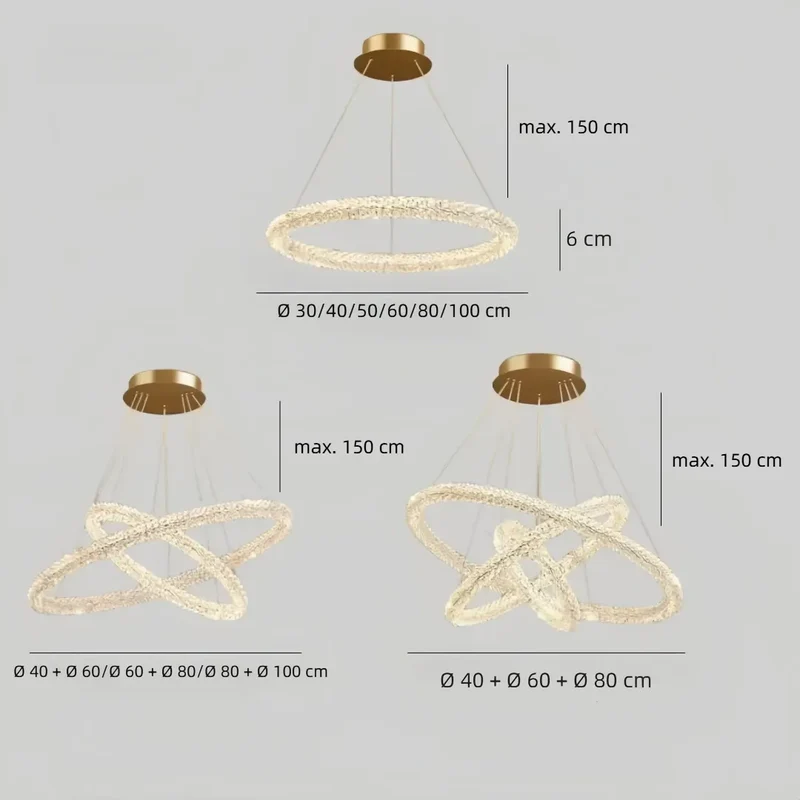 Moderne Kristall-Ring Pendelleuchte für das Wohnzimmer