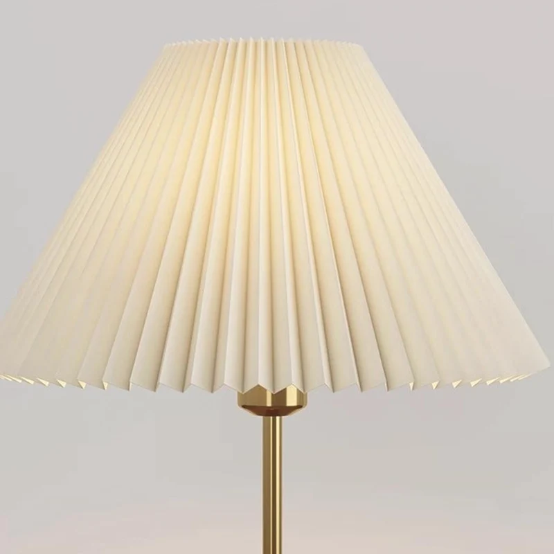 Table Lamp Retro Decorative Walnut Wood with Pleated Shade