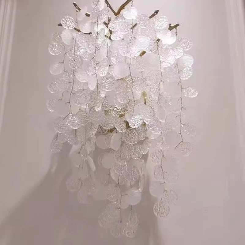 Wall Sconce Light Unique Brass Branch Glass Disc Drop