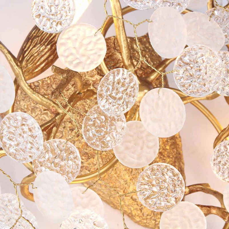 Wall Sconce Light Unique Brass Branch Glass Disc Drop