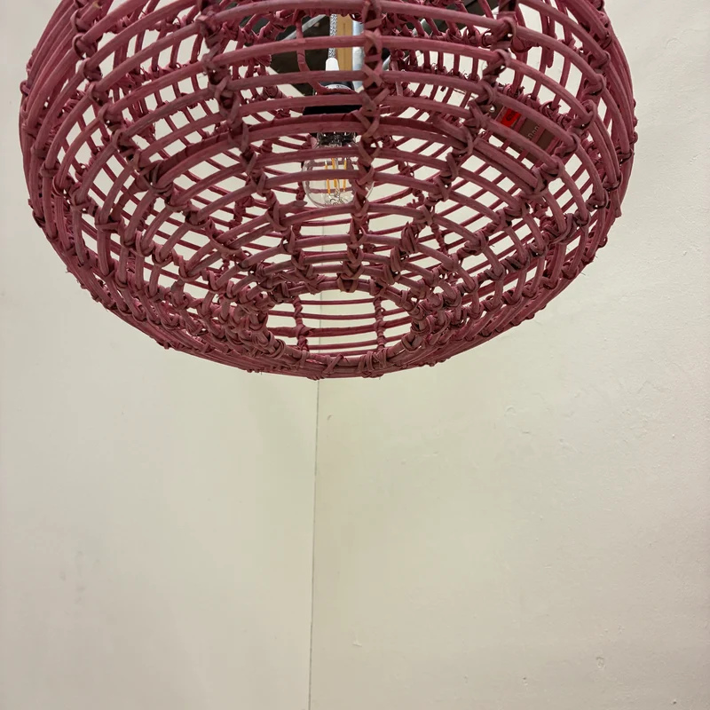 KidsDepot Hängelampe Pumpkin Pendelleuchte Rattan Rosa Lampe