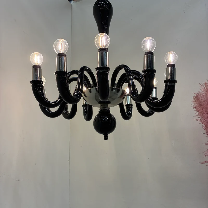 Kronleuchter Murano Schwarz Silber Atlantic Hotel Hamburg gebraucht Lampe