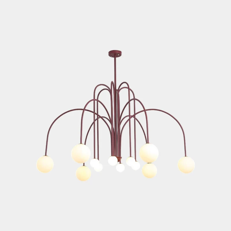 Chandelier Modern Arch Milk Glass Globe Sphere, 3 Colors