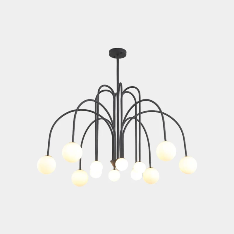 Chandelier Modern Arch Milk Glass Globe Sphere, 3 Colors