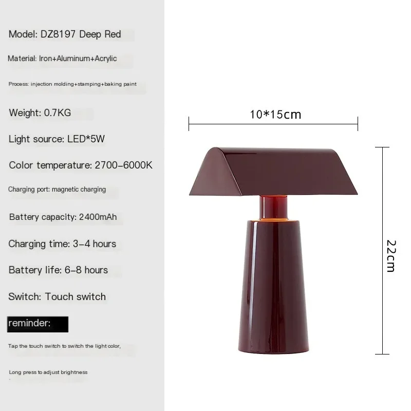 Minimalistische tragbare Tischlampe mit zartem Touch – Alumina