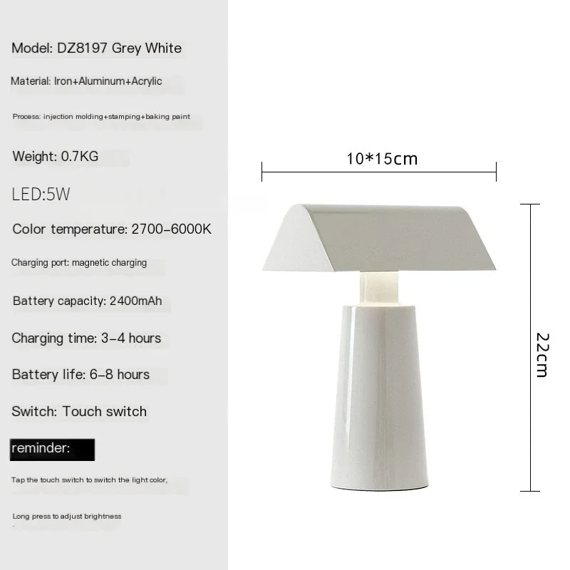 Minimalistische tragbare Tischlampe mit zartem Touch – Alumina