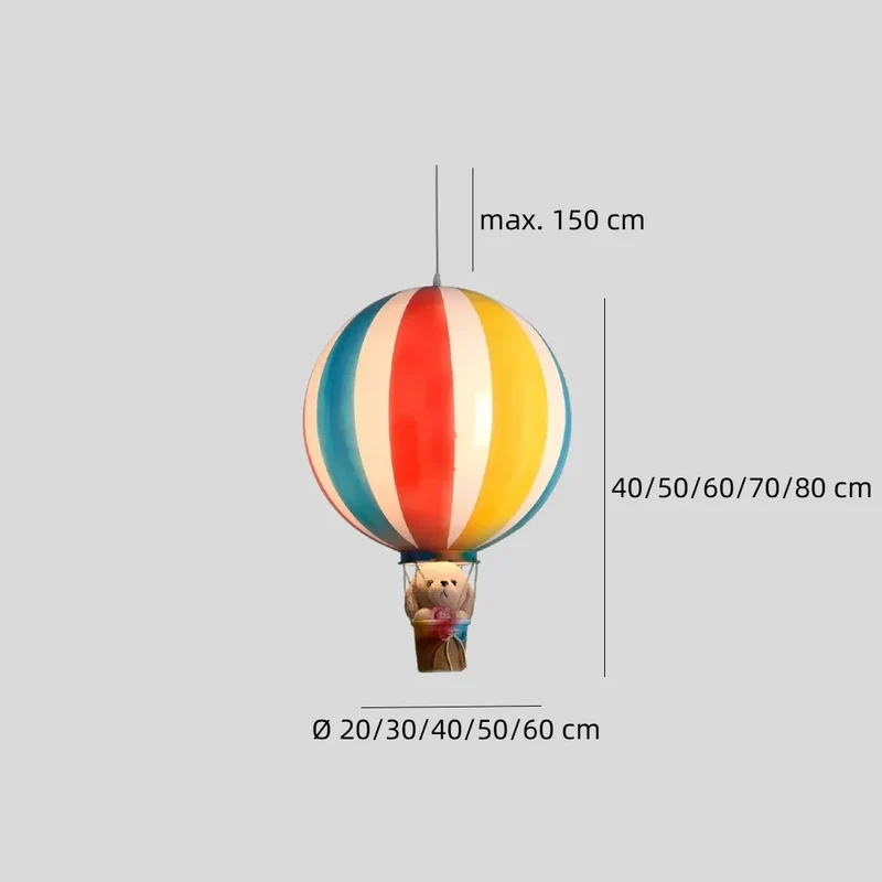 Verspielte Pendelleuchte mit Heißluftballon für das Kinderzimmer