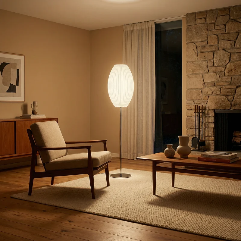 Moderne Stehlampe aus Seide für Wohnzimmer – Sericéa