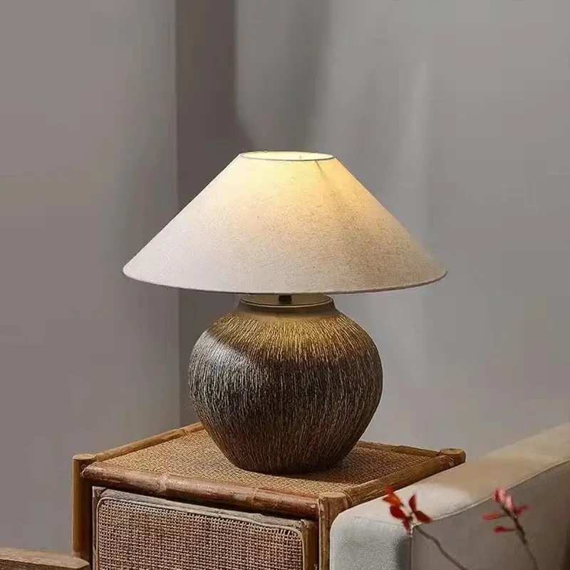 Japanischer Tischlampe aus Keramik für Wohnzimmer – Zenara