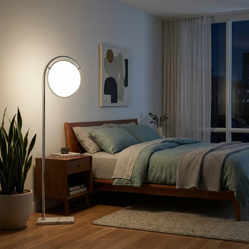 Moderne LED-Stehlampe aus Eisen für Wohnzimmer und Schlafzimmer – Deluzio