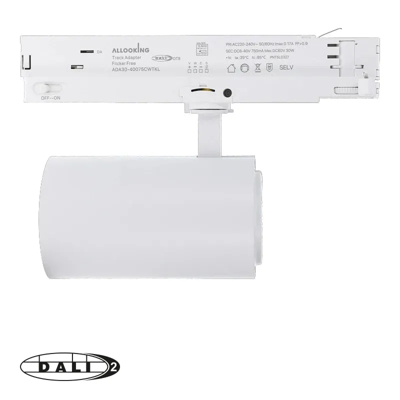 3-Phasen-DALI-Schienenstrahler | Rosalin | 10-20-30 Watt-Schalter | Weiß | CCT-Schalter | DALI2