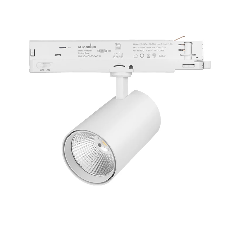 3-Phasen-DALI-Schienenstrahler | Rosalin | 10-20-30 Watt-Schalter | Weiß | CCT-Schalter | DALI2