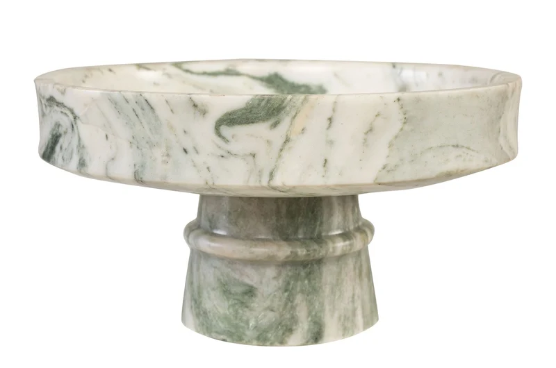 Casa Padrino Luxus Marmor Schale Grün 30 x 30 x H. 15 cm - Weit geöffnete Schale auf rundem Fuß aus hochwertigem Indian Green Onyx - Luxus Deko Accessoires