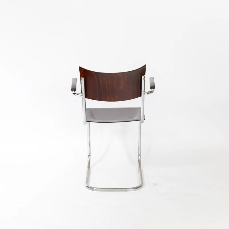 1930er Bauhaus Stuhl mit Armlehnen von Mart Stam in Braun