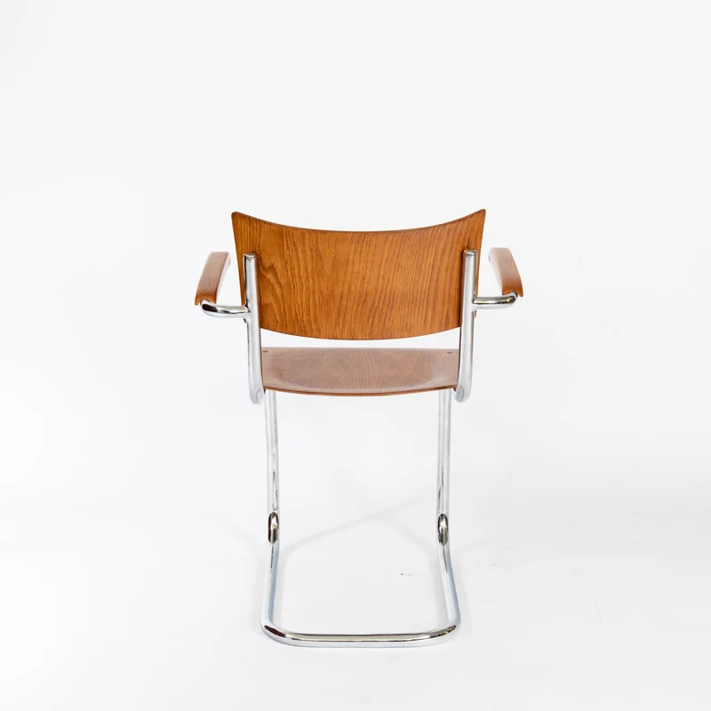 1930er Bauhaus Stuhl mit Armlehnen von Mart Stam in Braun