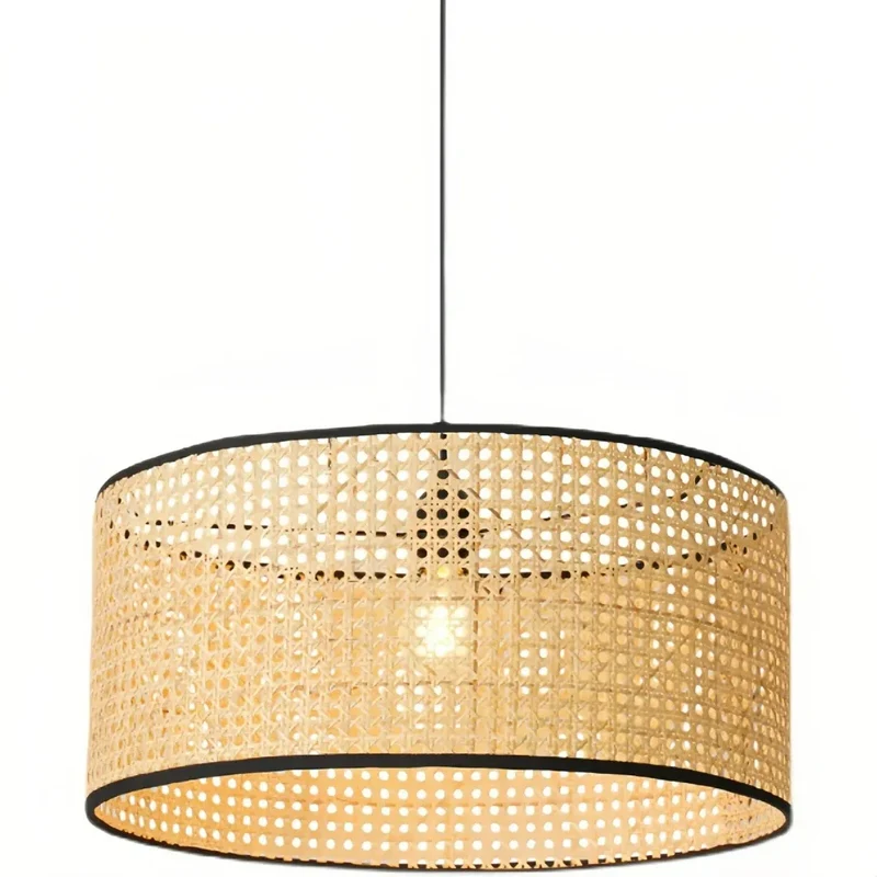 Boho Hängelampe aus Rattan für Schlafzimmer
