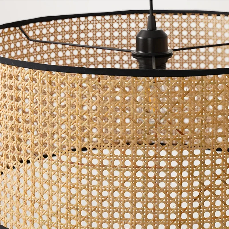 Boho Hängelampe aus Rattan für Schlafzimmer