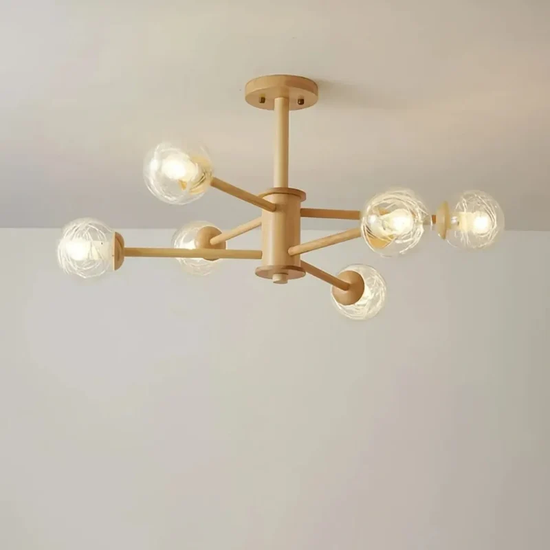 Skandinavischer Kronleuchter aus Holz für Wohnzimmer