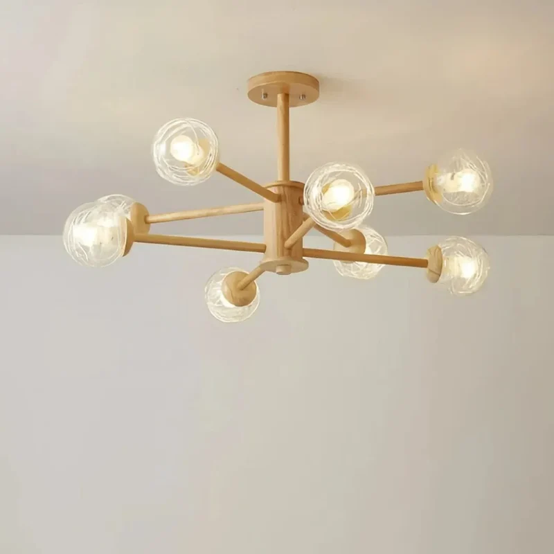 Skandinavischer Kronleuchter aus Holz für Wohnzimmer