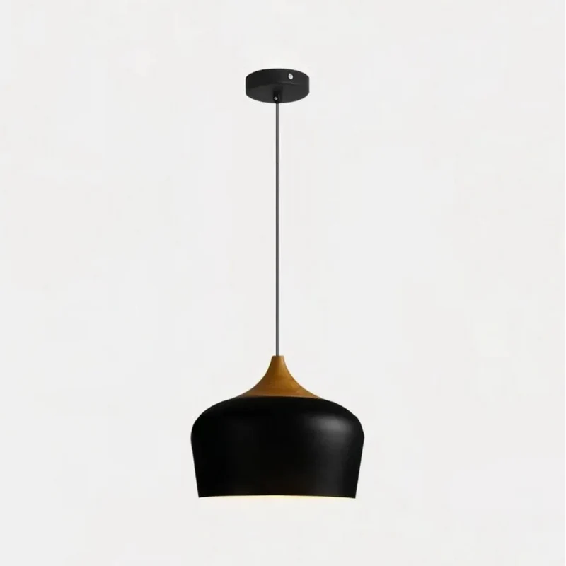 Skandinavische Pendelleuchte aus Holz und Metall für das Esszimmer