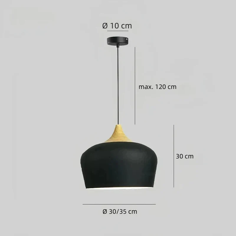 Skandinavische Pendelleuchte aus Holz und Metall für das Esszimmer