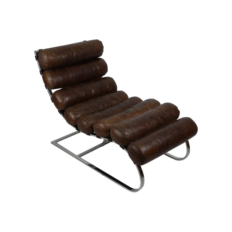 Französischer Lounger mit Lederpolsterung