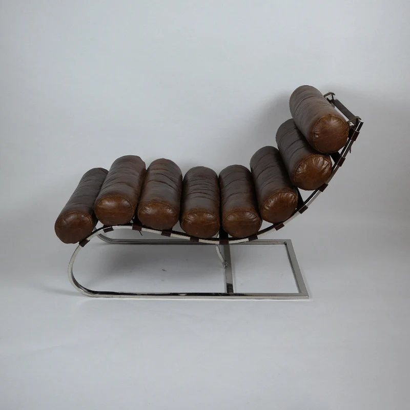 Französischer Lounger mit Lederpolsterung