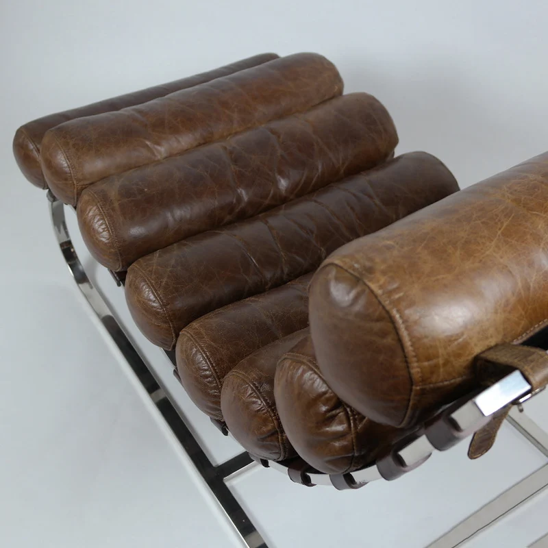 Französischer Lounger mit Lederpolsterung