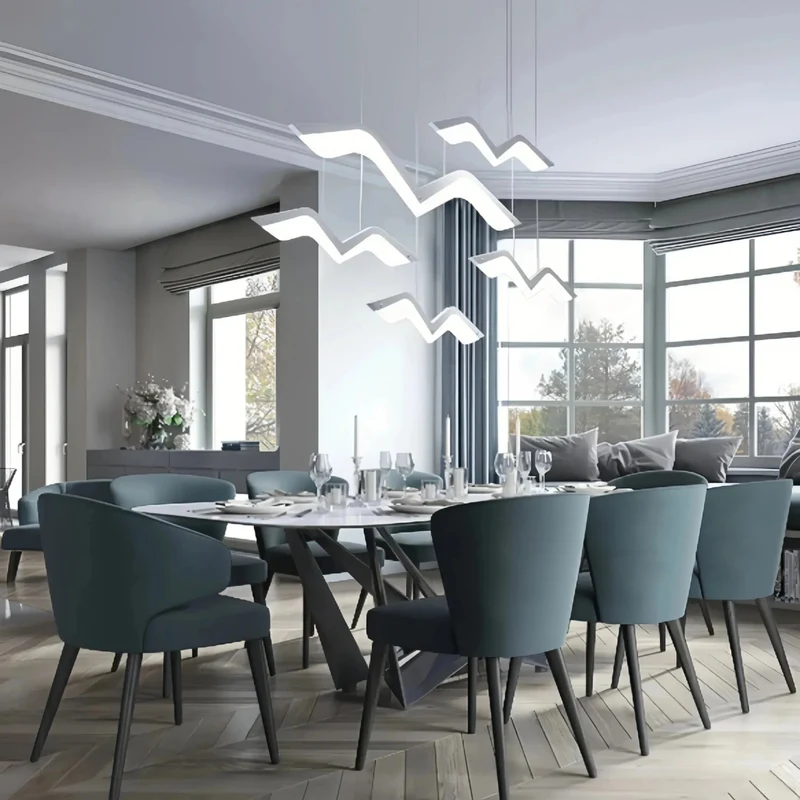 Moderne LED-Hängelampe mit Vogel-Design in Weiß für Esszimmer