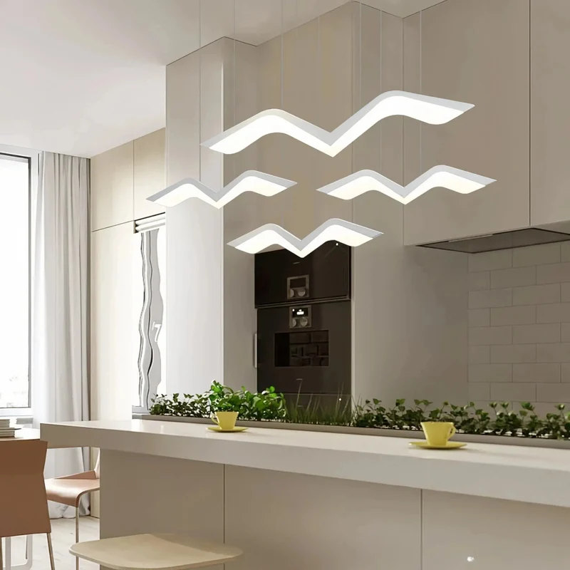 Moderne LED-Hängelampe mit Vogel-Design in Weiß für Esszimmer