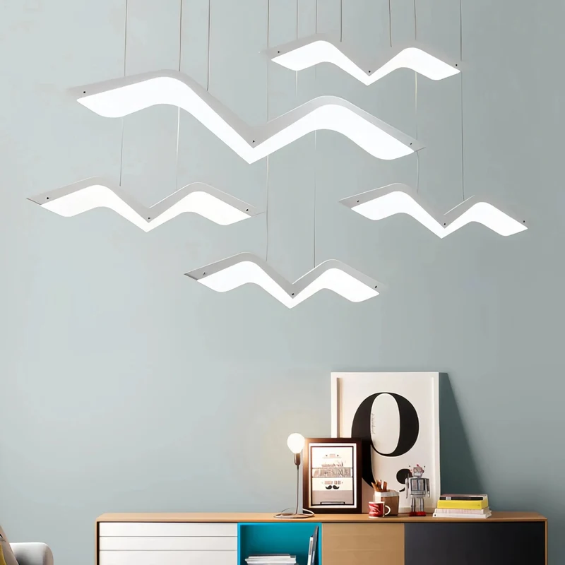 Moderne LED-Hängelampe mit Vogel-Design in Weiß für Esszimmer