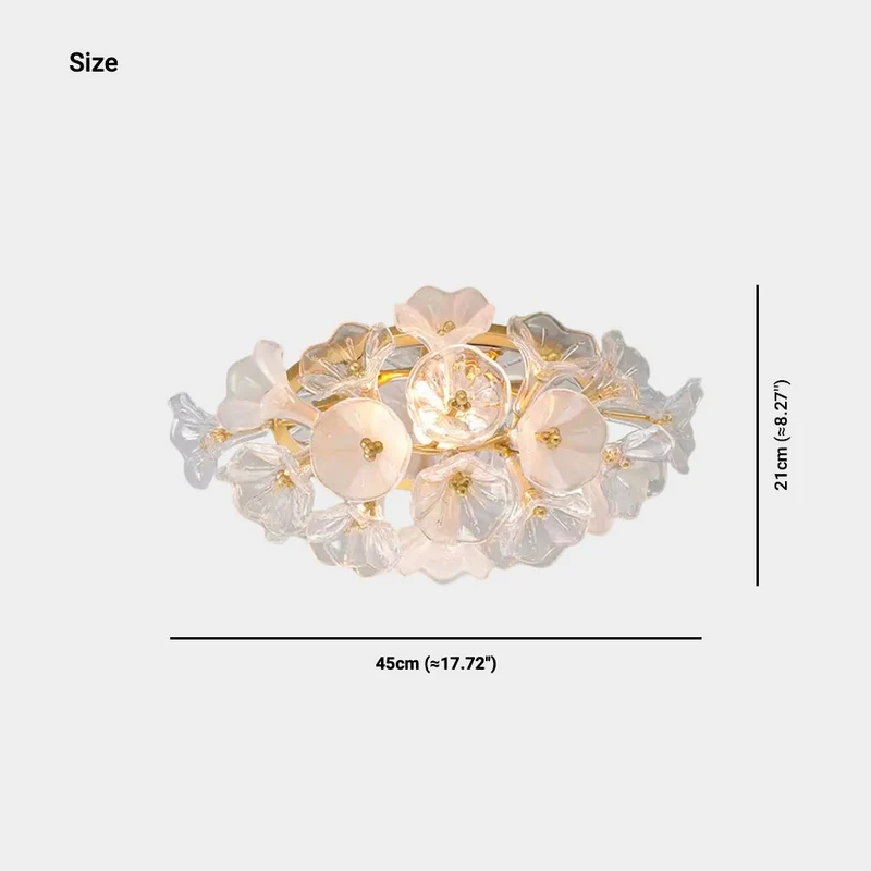 Flush Mount Ceiling Light French Crystal Glass Jasmine Flower