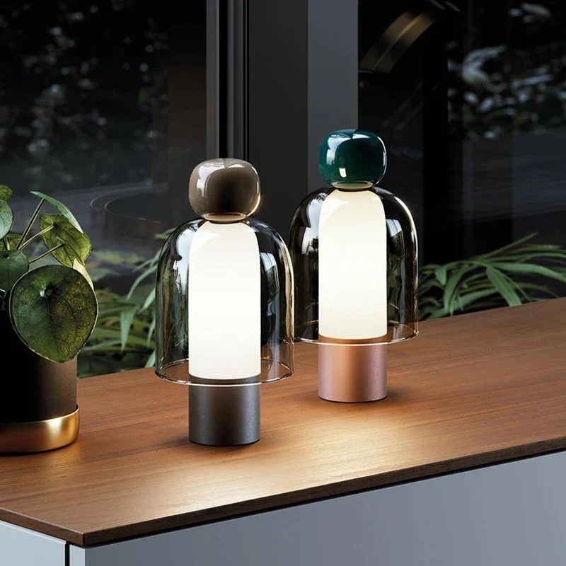 Minimalistische Schreibtischlampe aus Glas und Aluminium – Artéline