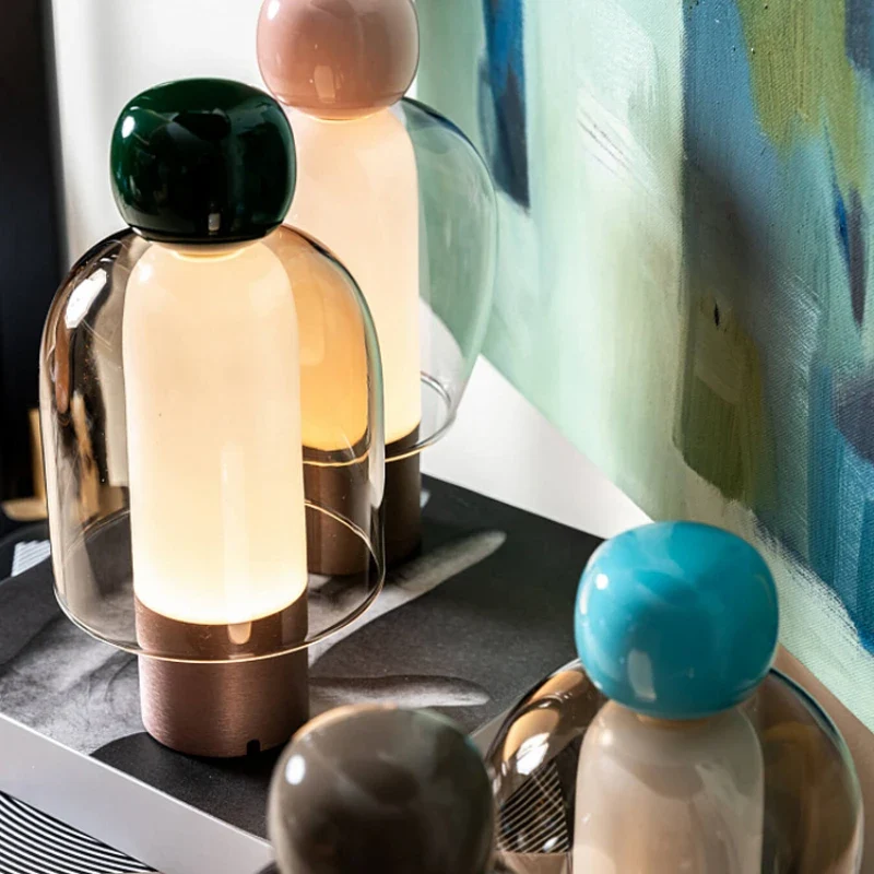 Minimalistische Schreibtischlampe aus Glas und Aluminium – Artéline