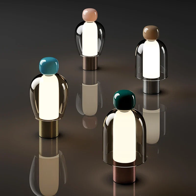 Minimalistische Schreibtischlampe aus Glas und Aluminium – Artéline
