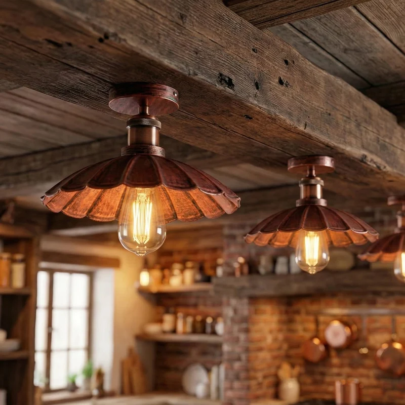 Industrieller Vintage-Metall Moderne Deckenleuchten~3596