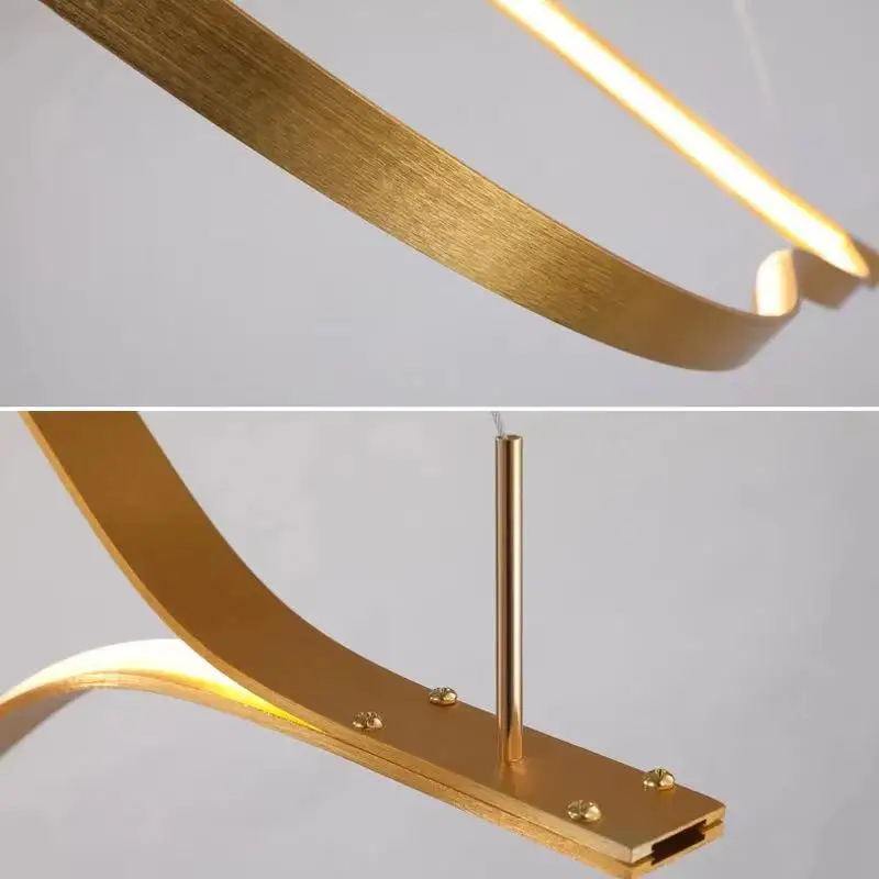Postmoderner Kronleuchter aus goldenem Aluminium – Auralys
