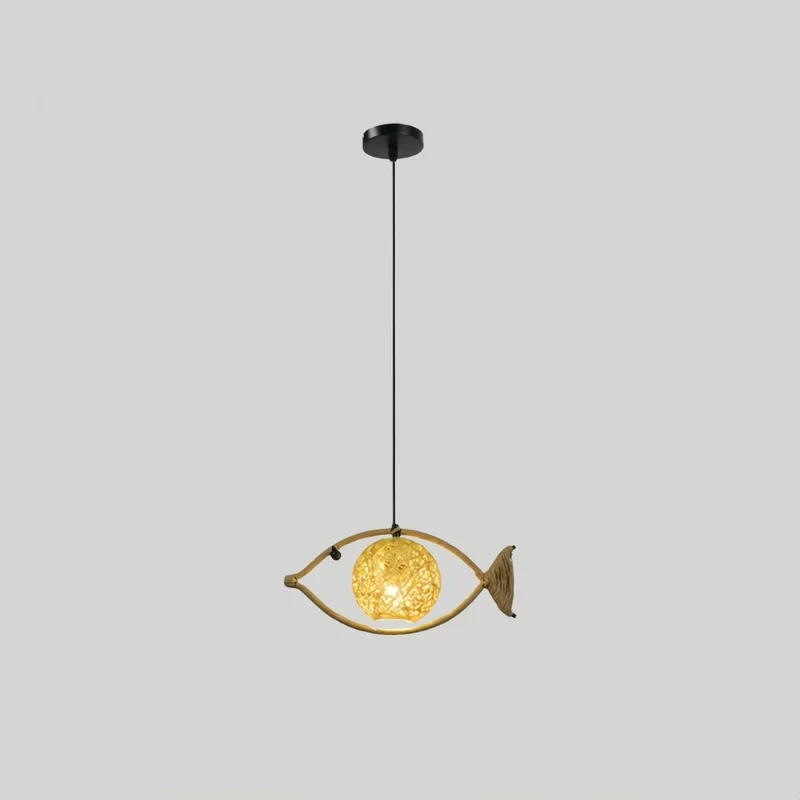 Boho Pendelleuchte aus Seil mit Fischmotiv für Esszimmer